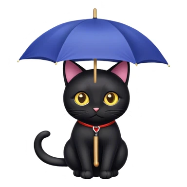 Black cat in umbrella  sticker