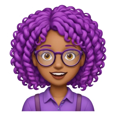 nerd emoji like with glasses and buck teeth but it’s a black girl with purple curly hair sticker