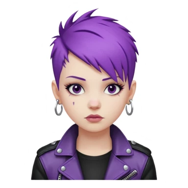 Cool Punk with Short Purple Hair, wearing black leather jacket sticker