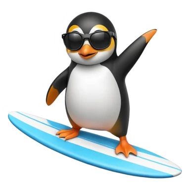 a penguin surfing with sunglasses sticker