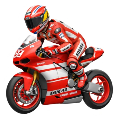 Un emoji de moto gp dé Ducati Marc Márquez pero con la moto  sticker