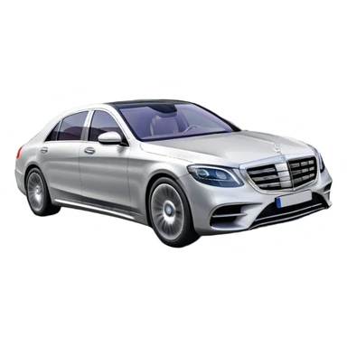 Mercedes-Benz S-Class (2022) – cinematic-realistic Mercedes-Benz S-Class, its sleek silver body cutting through the city streets, a symbol of refinement and prestige. The air suspension glides over uneven terrain, while the driver enjoys the serene comfort of the cabin, surrounded by cutting-edge technology. sticker