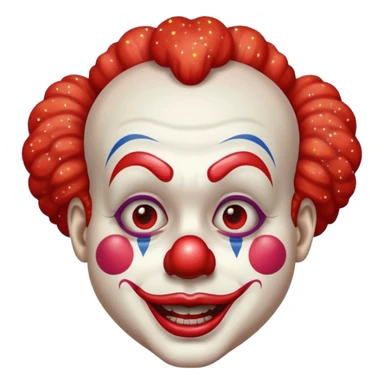 red glitter clown with the retarded facial expression sticker