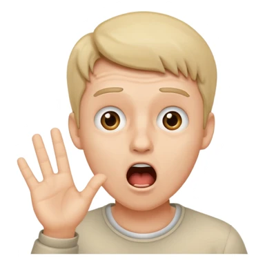 wow man shocked facial expression with hand sticker