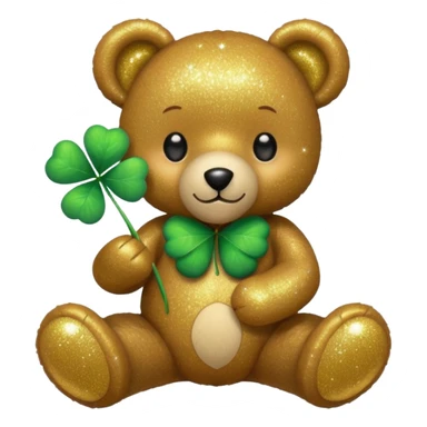 Glitter Teddy with four-leaf clover sticker