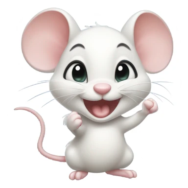 Cute while lady mouse clenching fists smiling and blushing sticker