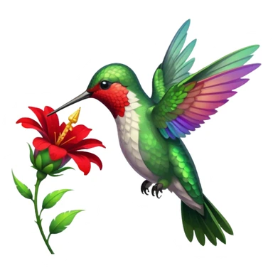 hummingbird drinking nectar from flower sticker