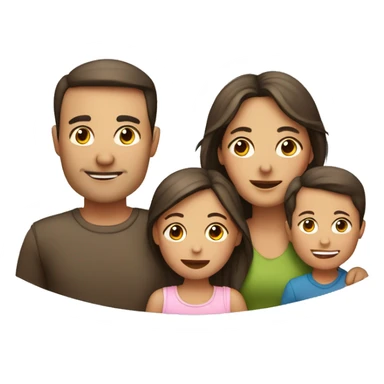 familia de papa, mama y dos niños sticker