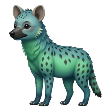 blue and green ombre hyena sticker