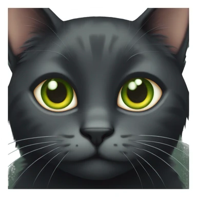 Black cat with grey stripes green eyes and and orange nose sticker