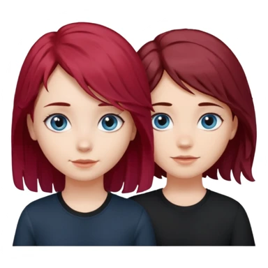 A half blue wavy haired blue eyed and black shirt girl and her straight a litte bit dark red haired dark brown eyed girl bestie sticker