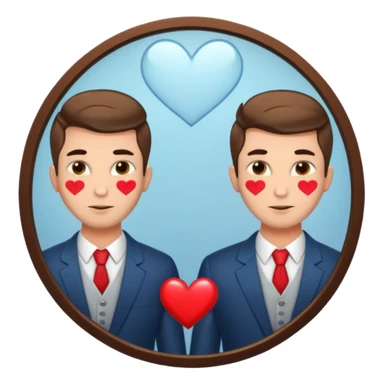 Narcissist fully dressed man with hearts instead of eyes looking in a mirror and admiring his reflection  sticker
