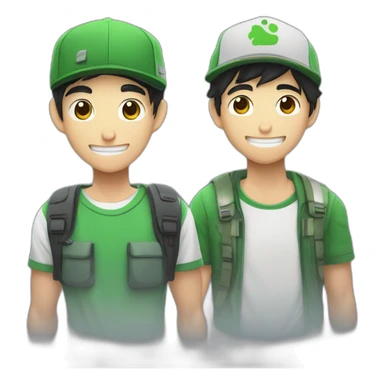 fernanfloo con gorra de luigui y una rana rene sentada en su hombro sticker