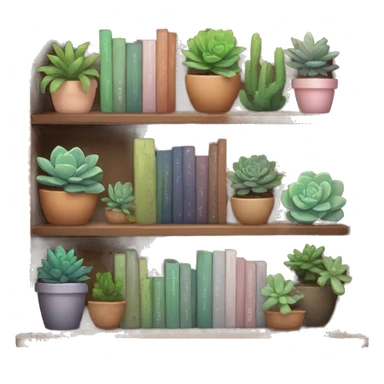 Aesthetic bookshelf with succulents  sticker