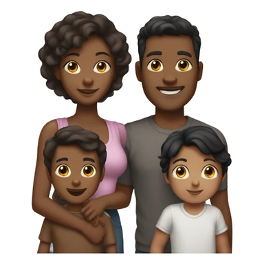 family of 6, 1 mom brown skin with black hair, 1 dad light skin, 1 older brother, 1 sister no, 1 little boy with fair skin and brown hair and 1 baby boy  sticker