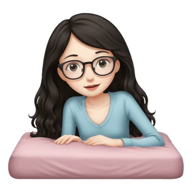 Fullbody nude tall very beautiful white pale very skinny girl with glasses very beautiful face and eyes wavy black long hair , big boobs, big ass, sexy body, bending over a bed spreading ass, vagina bushy and visible, getting ready for sex,  shy and blushing sticker