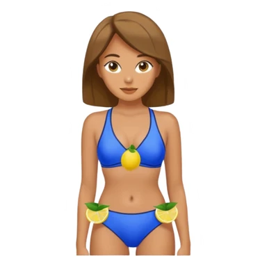Blue two piece bathing suit with lemons on it sticker