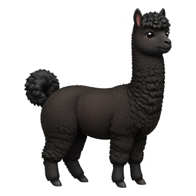 cinematic-[black alpaca]-realistic-full-body-standing-emoji,-tail-flicking-lazily,-head-tilted-dramatically,-curly-[black]-fur,-simplified-yet-realistic-focused-features,-highly-detailed,-glowing-with-an-almost-sarcastic-glow sticker