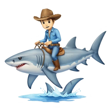 Shark riding a cowboy sticker