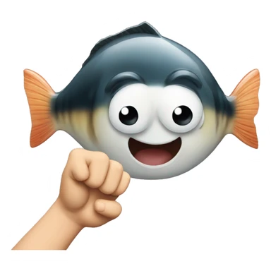 Cute small fish with popeye fists sticker