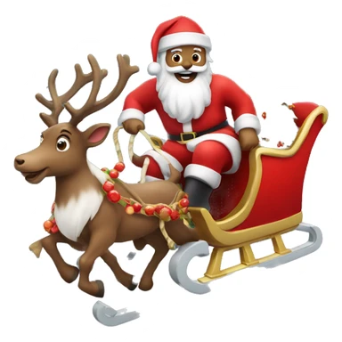 Santa riding Santa's-sleigh with reindeer sticker