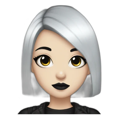 goth girl with black hair and eyeliner, grunge sticker