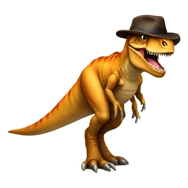 T rex with a hat sticker