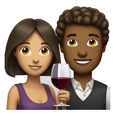 Brunette woman and light brown man drinking wine sticker