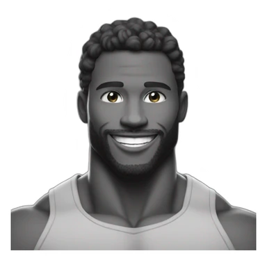 Giga Chad smiling black and white musculation meme a little from profile sticker