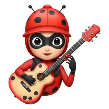 ladybug with a guitar and a cap sticker