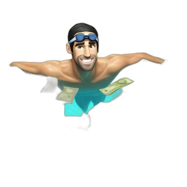 michael phelps swiming in a pool of money sticker