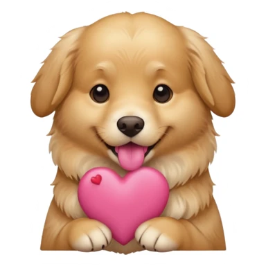 A dog holding a heart (modeled after a Golden Retriever) sticker