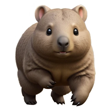 cinematic-wombat-realistic-full-body-waddling-emoji,-stout-muscular-frame-covered-in-coarse-brown-fur,-short-powerful-legs-trotting-determinedly-through-bushland,-round-dark-eyes-filled-with-calm-confidence,-tiny-rounded-ears-twitching-slightly,-strong-digging-claws-visible-on-sturdy-paws,-simplified-yet-realistic-focused-features,-highly-detailed,-glowing-with-a-subtle-earthy-glow sticker