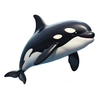 Meme-Worthy Breaching orca Portrait Emoji, Bursting powerfully out of the ocean with an impressive, high-energy leap, showcasing a sleek black-and-white body glistening with water droplets and dynamic, arched posture, Simplified yet exhilaratingly expressive features, highly detailed, glowing with a vibrant marine energy, high shine, bold and full of life, stylized with an air of untamed ocean spirit, soft glowing outline, capturing the essence of an orca mid-breach, radiating pure, unstoppable aquatic power! sticker
