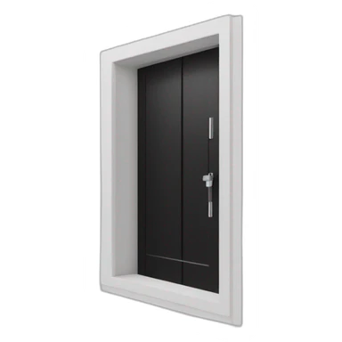 Large windowless rectangular matte black door white th pk ocular handle and a vertical BCD sight Adjace sticker