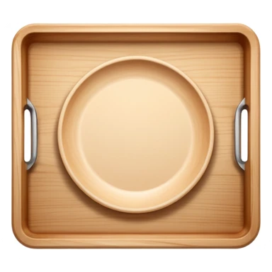 Light wooden rectangular tray in a top view and sharp edges. Aesthetic.  sticker