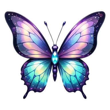 Dark Nebula Sparkly glossy glittery Pastel iridescent transparent bio-luminescent glass crystal butterfly sticker