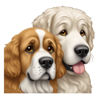 A St. Bernard dog and a golden doodle hugging sticker
