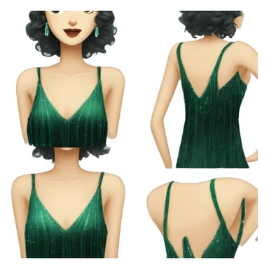 A dark green sparkly flapper style dress with thin straps sticker