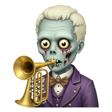 Zombie trumpeter – cracked trumpet, cheeks puffed, eerie parade feel. sticker