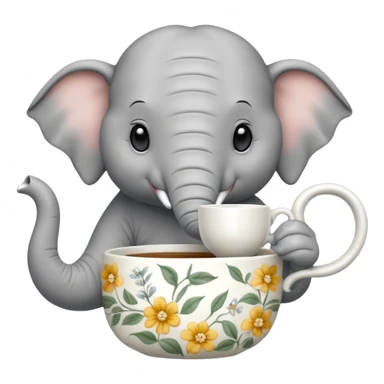 elephant with tea cup sticker