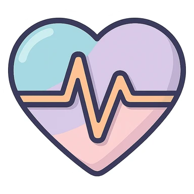 stylized heart with a high cardiogram line inside, icon-color-outlined style, thin clean contours, soft rounded shapes, pastel palette #98B5BC, #B5B3C1, #C9A3C9, #E4C0CA, #F7DCD1, #F7C0AA, detailed shadows and highlights, soft lighting, transparent background, no base or decoration sticker