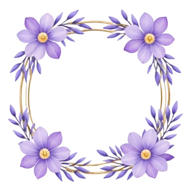 The art style is clean line art with delicate watercolor textures, pastel colors, and a dominant palette of lavender, soft lilac, and muted purple.  Delicate frames to border text sticker