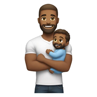 muscular boy with beard smile holding baby sticker