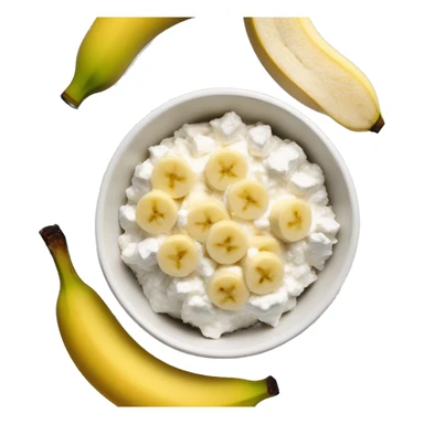 Cottage cheese in a bowl with banana slices as a topping sticker