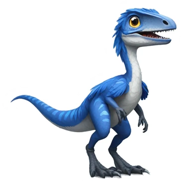 Velociraptor with blue feathers sticker