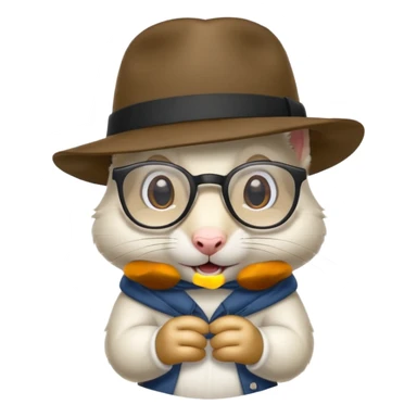 white squirrel with glasses and fedora sticker