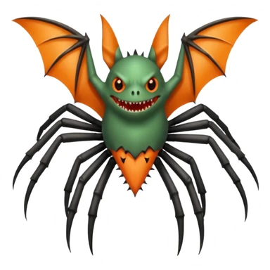 A bat with acid all in his body and his eyes  replaced with shark teeth and his hand in his back ( four hand) and his spines will be very spiky  and his leg will like a spider and last his eyes or 4 eyes will be in his hands and the colour of the eyes will orange and black sticker