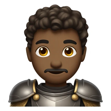 A knight with a scar on his cheek, a rough and coarse face dark brown short hair fair skin and a 6’5” figure muscular sticker
