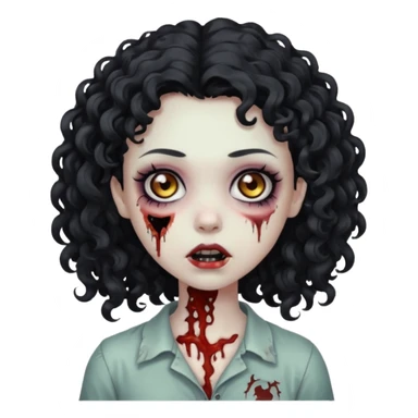 garota zumbi com cabelo cacheado preto sticker